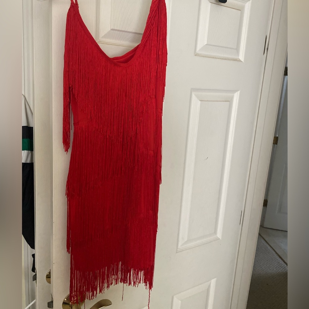 Red fringe dress